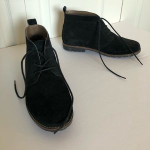 White Mountain Black Genuine Leather Suede Lace Up Boots Size 8 1/2